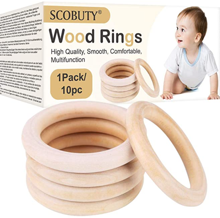 Set 10 anelli in legno naturale per la dentizione